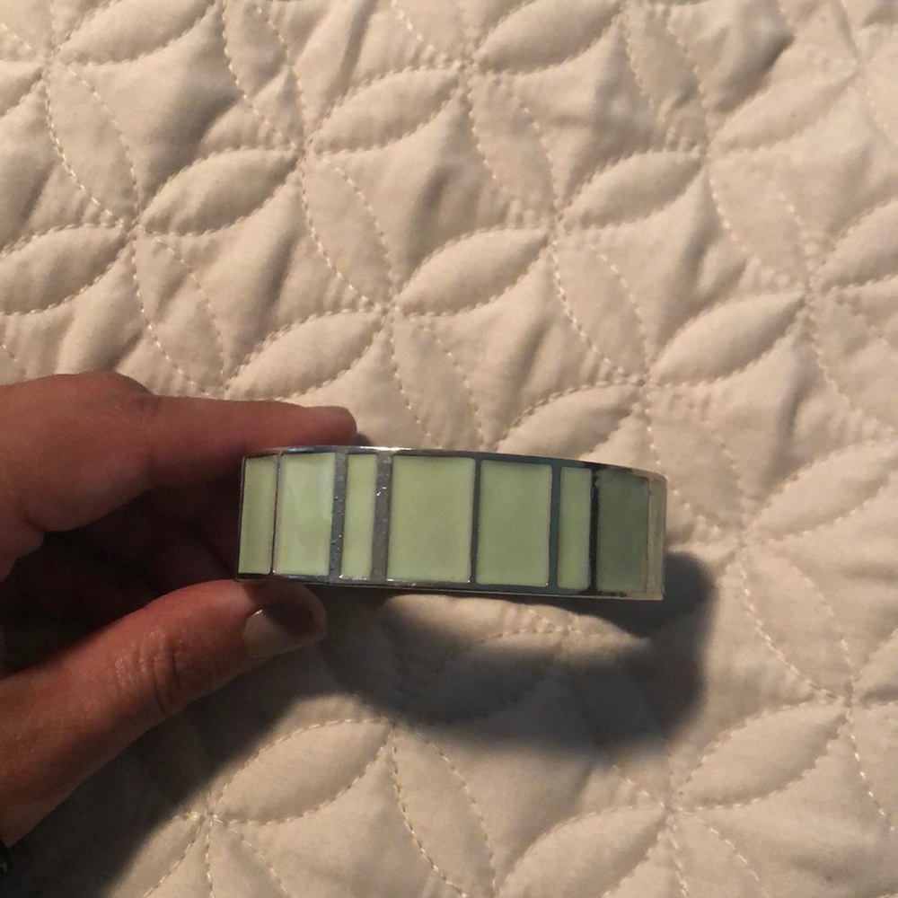 Cute bracelet, sea foam green and silver